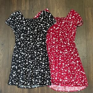 Old Navy Ladies Petite XS Floral Dress Bundle - Black and Red.